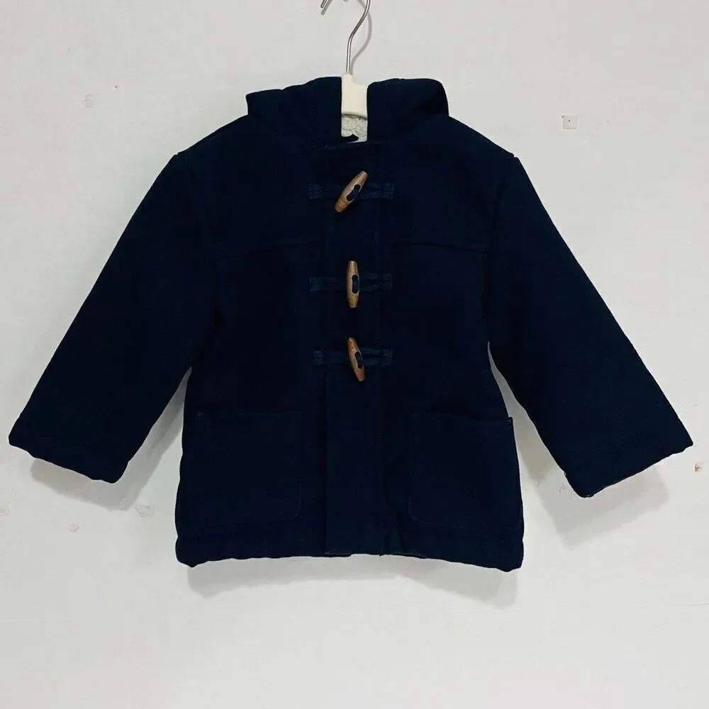 Osh Kosh Navy Blue Peacoat With Hood  Boys Size 12-18 Months